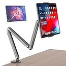 KU XIU Tablet Stand for Desk, Aluminum Alloy Foldable Tablet Arm Mount Holder Compatible with iPad 10/9th, iPad Pro Air Mini, Galaxy Tab S9/S8, Surface Pro & More 7-15.6'' Tablet Portable Monitor-Gray