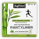 Argonium Prime Biodegradable Mint Bamboo Panty Liners For Women Daily Use, Pack Of 50 N Liners 185mm, Pure Cottene,Rash-Toxin-Free, High Absorbent, Heavy Flow,Extra Long, Day-Night With Disposal Bags