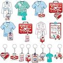 Henoyso 48 Pcs Nurse Keychain Healthcare Workers Thank You Card Appreciation Card Gifts for Christmas Women Men Nurse Party(Novelty Style)