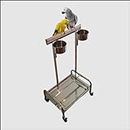 Stainless Steel Bird Stand on Wheels for Indoor/Outdoor. It Comes with Two Wooden Perch for a Natural Grip. This Stand is Excellent for Parrot Training or just as a Play Stand. ®