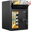Kavey 2.6 Cub Safe Box with Drop Slot, Large Drop Safe with Digital Touch Screen Keypad and Dual Warming Alarm, Cash Drop Safe Box with Mute Function and LED Light, Home Safe for Valuables