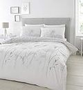 Catherine Lansfield Meadowsweet Floral Reversible King Duvet Cover Set with Pillowcases White
