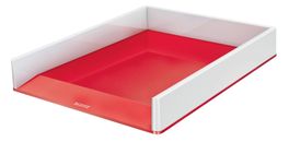 Leitz Wow A4 Letter Tray, White/Red Desk Tray Organiser, A4 Paper Tray, 53611026