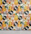 Ambesonne Music Peel & Stick Wallpaper, Pattern with Musical Instruments in Flat Design Style Cassette Radio Vinyl Nostalgic, Self-Adhesive Living Room Kitchen Accent, 13" x 100", Orange Dark Blue