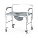 Medline Aluminum Bariatric Commode with 4 Locking Casters, 1,000 lbs. Capacity — for Wheelchair Transfers in The Bathroom or As A Toilet, 1 Ct.