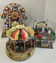 Lemax Belmont Carousel, Starburst Ferris Wheel, Chacha Lot Village Carnival READ