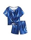 Arshiner Girls Shorts Set Summer Tie Dye Crop Tops and Shorts with Pocket Trendy Kids 2 Pcs Vacation School Outfits