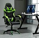 mcc direct Swivel Faux Leather Office Chair Racing Sports Gaming Tilt Computer Desk Chair with Headrest & Lumbar Cushion A (Green)