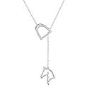 JZMSJF 925 Sterling Silver Lucky Horseshoe Necklace Y Chain Lariat Horse Stirrup Gift Jewelry for Women Adults