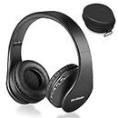 Wireless Bluetooth Over Ear Stereo Foldable Headphones,Wireless and Wired Mode Headsets with Soft Memory-Protein Earmuffs,Built-in Mic for Mobile Phone TV PC Laptop(Black)