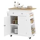 sogesfurniture Kitchen Island Cart,Rolling Storage Trolley Cart,with Towel Holder and Spice Rack,Smooth Lockable Wheels,Adjustable Shelves, 2-Door Cabinet, Ample Storage Space BHCA-FZSR-HT05WT