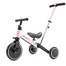 67i Tricycles for 1-3 Year Old Toddler Tricycle with Push Handle for 1-3 Years Old Trikes for Toddlers with Push Handle Boys and Girls Kids Push Trike Toddler Bike with Removable Pedals Adjustable Seat and Handle (Pink)