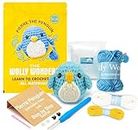 Wolly Wonders Wool Yarn Diy Beginners Amigurmi Crochet Kit With All Material Set With Step-By-Step Video Instrcution For Kids, Adults, Women- Blue