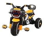JoyRide Noise Bike Pedal Tricycle for Kids Toddler Trike Headlight, Music,Eva Wheels & Curved Seat and backrest Push Along Pedal Trike for 15 Months to 3 Years Yellow