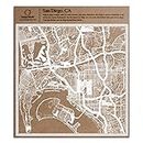 San Diego, Kalifornien Scherenschnitt Karte, Weiß 30x30 cm Papierkunst