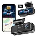 Dash Cam, 4K Dashcams for Cars Built-in GPS, 3.2" IPS Screen WiFi & App Dashcam, 24H Parking Mode 170° Wide Angle Front Dash Camera with 32G TF Card,WDR, Super Night Vision, G-Sensor