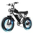 Ridstar Electric Bike for Adults, 20" Fat Tire Electric Motorcycle for Adults, 1000W 30MPH Electric Mountain Bike with Removable 48V20Ah Battery E-Bike Shamano 7 Full Suspension