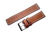 Brown with White Stitches Band Compatible with Fitbit Versa 2 and Versa Smartwatch Elegant Soft Leather Strap Bracelet with Quick Release Pins (for Versa 2, 1. Black Color Buckle)