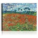 A&T ARTWORK Poppy Field Floral Vintage by Vincent Van Gogh. The World Classic Art Reproductions, Giclee Canvas Prints Wall Art for Home Decor,24x30 inches