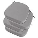 idee-home Outdoor Chair Cushions Set of 4, Waterproof Patio Furniture Cushions with Ties, Thick Outdoor Cushion Seat Cushion Dining Chair Cushions 17" x 16" x 3" Indoor Chair Pads Silver Grey