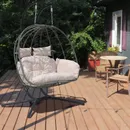 Hanging Swing Chair Stand Egg Chair 2 Person Wicker Chair w/Cushion Outdoor