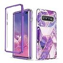 Asuwish Phone Case for Samsung Galaxy S10 Plus Cell Cover Hybrid Luxury Cute Marble Shockproof Full Body Hard Heavy Duty Slim Accessories S10+ S10plus 10S Edge S 10 10plus Women Girls Purple