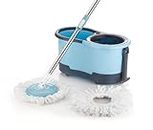 Big Bucket with 2 Microfiber Refills, Floor Cleaning Mop with Bucket, pocha for Floor Cleaning, Mopping Set Spin Mop, Easy Wheels (Blue)