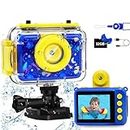 GKTZ Waterproof Camera for kids - 1080P HD Children Selfie Underwater Camera for Girls Age 3-15 Digital Camera for Boy Holidays Birthday Toys Gifts-32GB Card-Dark Blue