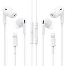 2 Pack In-Ear Earphone for iPhone, [Apple Mfi Certified] Wired iPhone Headphones with Mic and Music Control Hifi Stereo Nosie Cancellation Earbuds Compatible with iPhone 14 Pro/14/13/12/SE/11/X/8/7