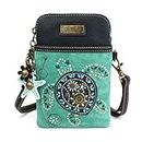 CHALA Dazzled Crossbody Cell Phone Purse - Women Faux Leather Multicolor Handbag with Adjustable Strap - Turtle Turquoise