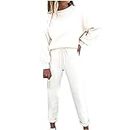 Lightning Deals of the Day Today Prime Womens Sets 2 Piece Outfits Comfy Travel Lounge Set Long Sleeve Crewneck Sweatsuits Casual Drawstring Sweatpants
