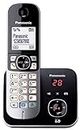 Panasonic DECT Digital Cordless Phone with Built-in Answering Machine and 1 Handset (KX-TG6821ALB), Black & Silver