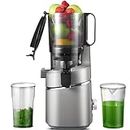 AMZCHEF 250W Automatic Slow Juicer Free Your Hands -135MM Opening and 1.8L Capacity Juicer for Whole Fruit and Vegetable, Professional Juicer with Triple Filter, Silent Motor and Safety Lock - Grey