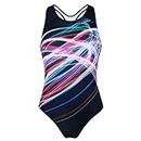 JESKIDS Girls One Piece Swimsuit Athletic Racerback Bathing Suit for Swimming Light Wave 10-11 Years