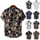 Mens Hawaiian Printed Short Sleeve Shirts Casual Button Down T-Shirt Tops Blouse