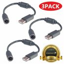3 Pack USB Breakaway Connection Cable Cord Adapter for Xbox 360 Wired Controller