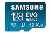 Samsung EVO Select (2021) microSD-Karte + SD-Adapter, 128 GB, Speicherkarte für Smartphone und Tablet, UHS-I U3, Full HD, 130 MB/s Lesen, MB-ME128KA/EU