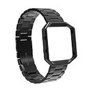 OVARIA Replacement Stainless Steel Wrist Watch Band Strap Frameclassic Bracelet For Watches Stainless Steel Fit For Fitbit Fit For Blaze Fit For Gear S3 watch strap (Color : Black, Size : With Frame