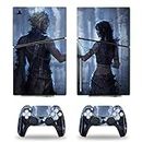 Vanknight PS5 Slim Disc Console Decal Skin FF Clouds Vinyl Sticker Compatible with PS5 Slim Disk Console Controllers Wrap Anime Skin Blue