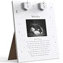 Sonogram Picture Frame Countdown Weeks - Baby Shower Welcome Sign - Standard 4"x3" Ultrasound Photo - Pregnancy Announcements Ideas - Gender Reveal Gifts - New Mom Expecting Parents to Be Keepsake