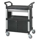 ZORO SELECT 35KT32 Enclosed Service Cart, Fiber Glass/Polypropylene, 3 Shelves,