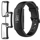Case for Fitbit Inspire 3/Inspire 2 with Screen Protector, GEJEFA 3 Pack Full Coverage Soft TPU Protective Screen Cover Bumper Case,Black