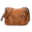 VOLGANIK ROCK Crossbody Bag for Women with Tassel Ladies Soft PU leather Purses and Handbag Pocketbooks, Brown