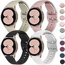 4 PACK Bands Compatible with Samsung Galaxy Watch 4 Band 40mm 44mm, Galaxy Watch 4 Classic Band 42mm 46mm, Galaxy Active 2 Watch Band, 20mm Adjustable Silicone Sport Strap Replacement Band for Galaxy Watch 4 Women Men (RoseGold+Gold+White+Black)