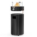 Onlyfire Round Gas Fire Pit, Detachable Outdoor Patio Heater with Lava Rocks, Glass Wind Guard & Wheels, for Patio Backyard Outdoor Restaurant，6.85KW