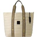 True Religion Women's Tote Bag, Quilted Nylon Travel Purse Handbag, Ivory, TNFB0139E-110