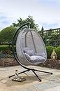 Grey Cocoon Hanging Egg Chair Swing Textilene Garden Furniture In Or Outdoor