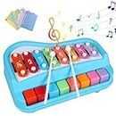 TRU TOYS 2 in 1 Baby Piano Xylophone Toy, Child Safe Music Toy with 8 Color Key Scale, Xylophone with Piano Toy Set for Kids, Early Learning Musical Instrument, Gift for Kids 1-3 Year Old (Big)