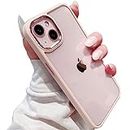 mobistyle Hybrid PC+TPU Soft Grip, Enhanced Metal Camera Guard Back Cover Case Compatible for iPhone 13 (Pink)