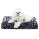 Washable Dog Bed Deluxe Plush Dog Crate Beds Fulffy Comfy Kennel Pad Anti-Slip Pet Sleeping Mat for Large, Jumbo, Medium, Small Dogs Breeds, 17" x 12", Dark Grey